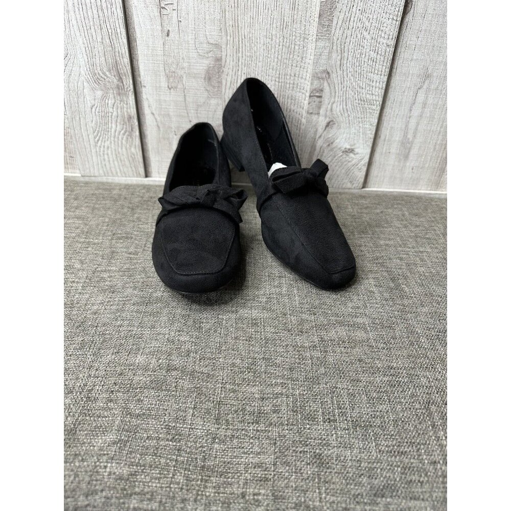 Mushrooms Womens Shoes Size 8 M Black Faux Suede Flats Accent Bow Work Career